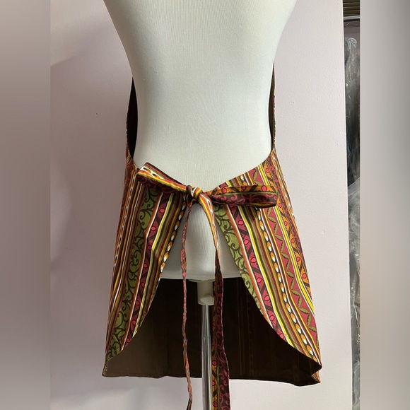 Women’s Handmade Bib Apron, Multicolored, Tie Back - Picture 2 of 2